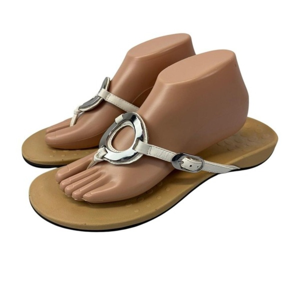 Vionic Metallic Silver and Beige Sandals